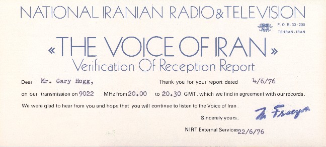 qsl irib, voice of iran